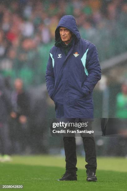 Manuel Pellegrini, Head Coach of Real Betis, looks on during the LaLiga EA Sports match between Real Betis and Athletic Bilbao at Estadio Benito...