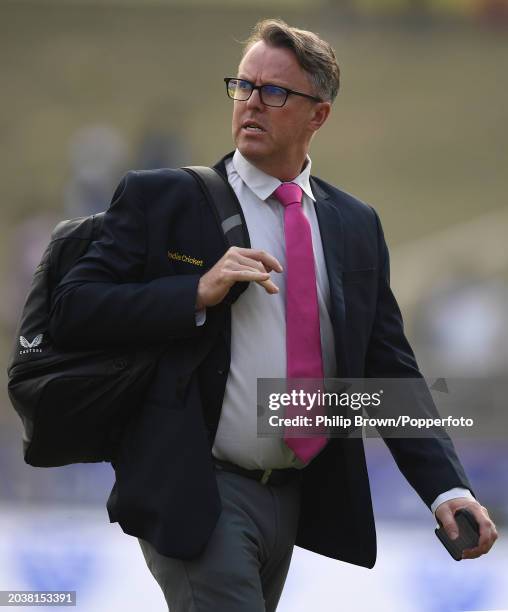 Graeme Swann looks on after day three of the 4th Test Match between India and England at JSCA International Stadium Complex on February 25, 2024 in...