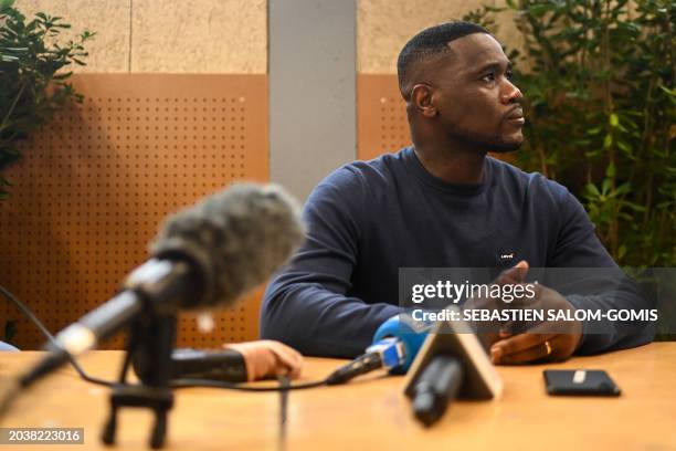 Nantes' former Ivorian midfielder player and current head coach of the Ivorian national football team, Emerse Fae speaks to the press in the popular...