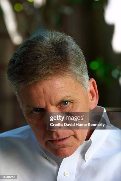 Congressman Gary Condit speaks during an interview with Newsweek magazine August 24, 2001 in Modesto, CA.