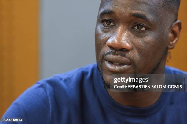 Nantes' former Ivorian midfielder player and current head coach of the Ivorian national football team, Emerse Fae speaks to the press in the popular...