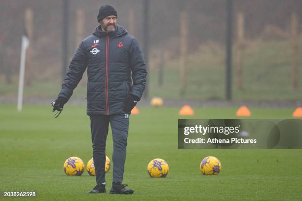 Luke Williams Manager of Swansea City during the Swansea City AFC Training Session at Fairwood Training Ground on February 28, 2023 in Swansea, Wales.