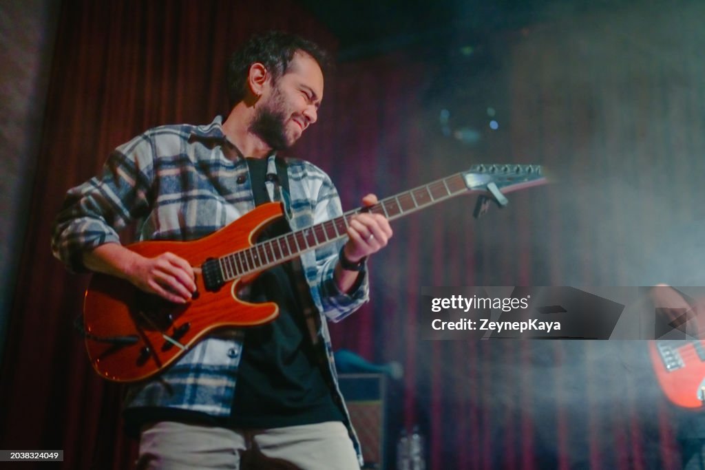 Guitarist of the Music Band on Stage