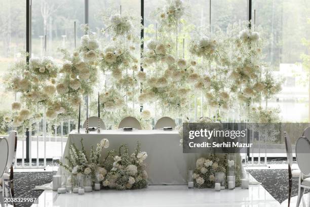 luxurious wedding table - stock photo - candlelight ceremony stock pictures, royalty-free photos & images