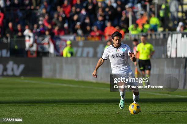 Giovanni Simeone of SSC Napoli in action during the Serie A TIM match between Cagliari and SSC Napoli at Sardegna Arena on February 25, 2024 in...