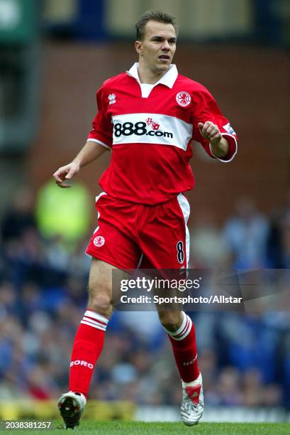 Szilard Nemeth of Middlesbrough running during the Premier League match between Everton and Middlesbrough at Goodison Park on September 19, 2004 in...