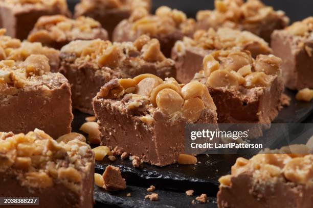 chocolate maple fudge - salted brownie stock pictures, royalty-free photos & images