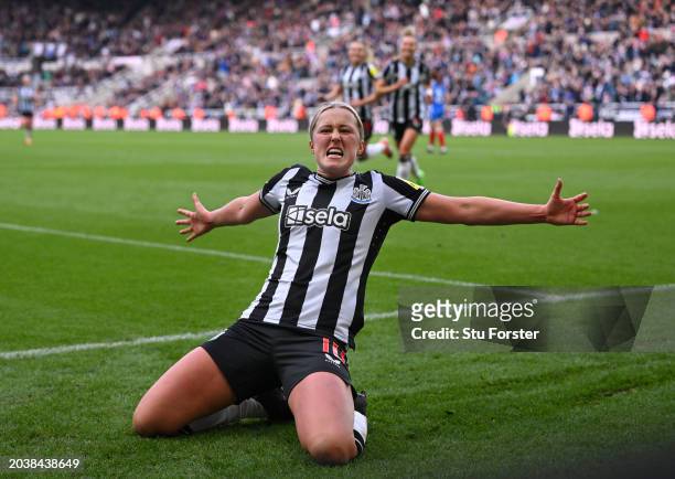 Georgia Gibson of Newcastle United celebrates after scoring the winning goal during the FA Women's National League Cup match between Newcastle United...