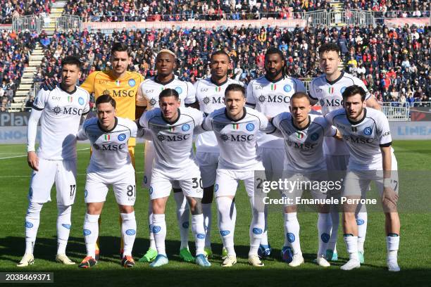 Napoli team line up during the Serie A TIM match between Cagliari and SSC Napoli at Sardegna Arena on February 25, 2024 in Cagliari, Italy.