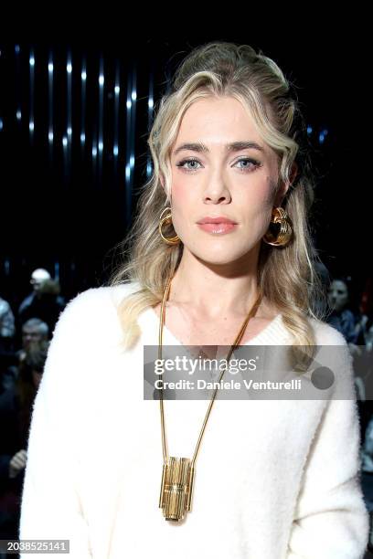 Melissa Roxburgh attends the Ferrari fashion show during the Milan Fashion Week Womenswear Fall/Winter 2024-2025 on February 24, 2024 in Milan, Italy.