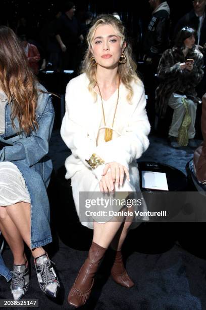 Melissa Roxburgh attends the Ferrari fashion show during the Milan Fashion Week Womenswear Fall/Winter 2024-2025 on February 24, 2024 in Milan, Italy.