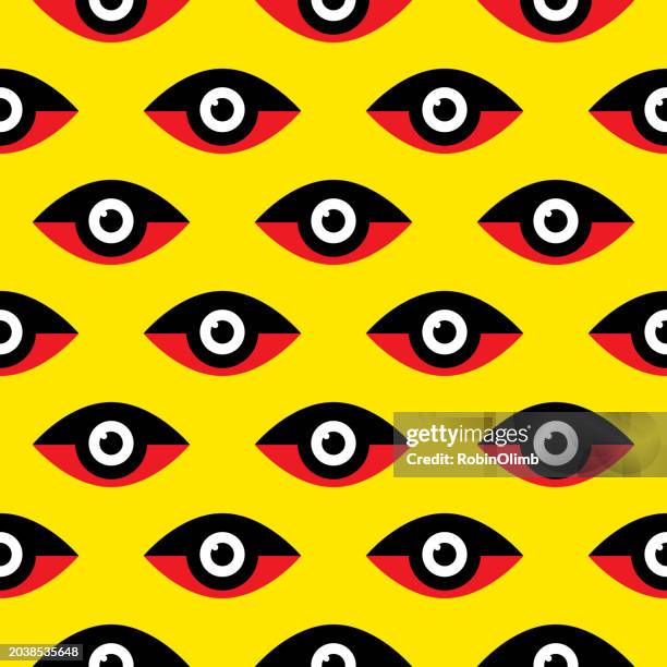 glaring eyes seamless pattern - big brother orwellian concept stock illustrations