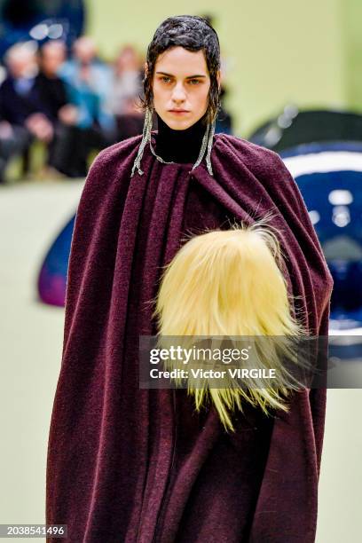 Model walks the runway during the Jil Sander Ready to Wear Fall/Winter 2024-2025 fashion show as part of the Milan Fashion Week on February 24, 2024...