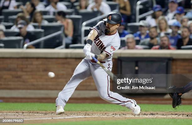 Jace Peterson of the Arizona Diamondbacks in action against the New York Mets at Citi Field on September 12, 2023 in New York City. The Mets defeated...