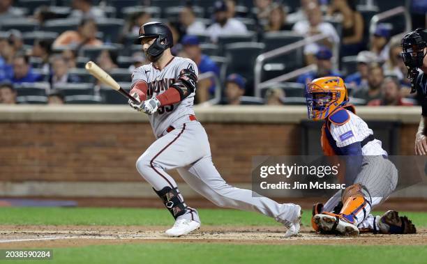 Christian Walker of the Arizona Diamondbacks in action against the New York Mets at Citi Field on September 12, 2023 in New York City. The Mets...