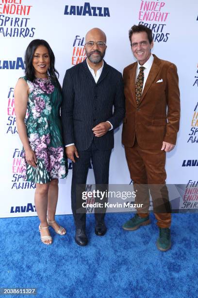 Brenda Robinson, Film Independent Board Chair, Jeffrey Wright, and Josh Welsh, President, Film Independent attend the 2024 Film Independent Spirit...