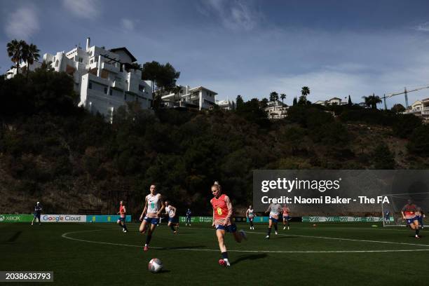 Alex Greenwood of England during a training session at La Quinta Football Center on February 22, 2024 in Marbella, Spain.