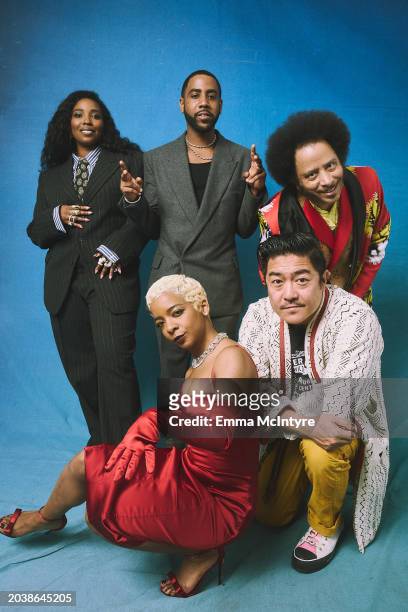 Olivia Washington, Kara Young, Jharrel Jerome, Boots Riley and Tze Chun pose in the IMDb Portrait Studio at the 2024 Independent Spirit Awards on...