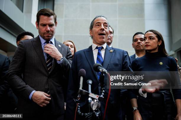 Committee Ranking Member Rep. Jamie Raskin speaks during a press conference with other Democratic members of the House Committee on Oversight and...