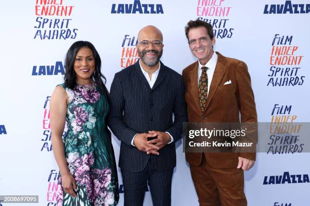 Brenda Robinson, Film Independent Board Chair, Jeffrey Wright, and Josh Welsh, President, Film Independent attend the 2024 Film Independent Spirit...