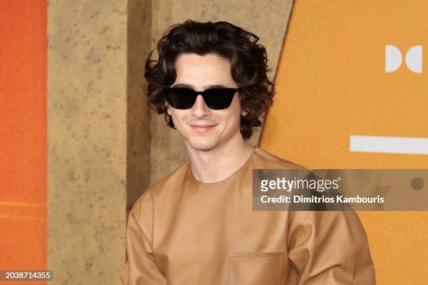 Timothée Chalamet attends the "Dune: Part Two" premiere at Lincoln Center on February 25, 2024 in New York City.