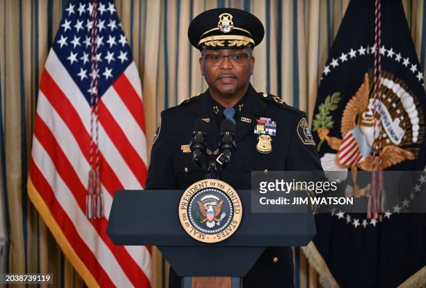 Detroit police chief James White introduces US President Joe Biden before he speaks about his administration's efforts to fight crime and make our...
