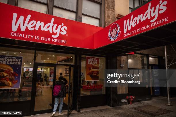 Wendy's Co. Restaurant in New York, US, on Wednesday, Feb. 28, 2024. The fast-food chain has moved to clarify comments on its fourth-quarter earnings...