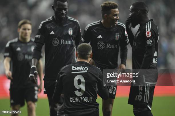 Cenk Tosun of Besiktas celebrates after scoring a goal during the Ziraat Turkish Cup quarter final football match between Besiktas and TUMOSAN...