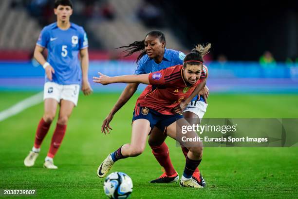 Kadidiatou Diani of France fights for the ball with Mariona Caldentey of Spain during UEFA Women's Nations League 2024 Final match between Spain and...