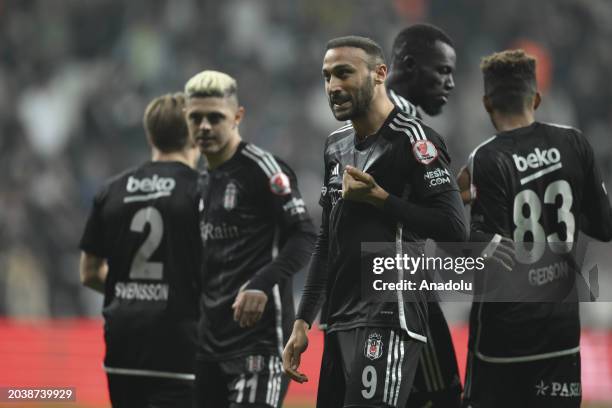 Cenk Tosun of Besiktas celebrates after scoring a goal during the Ziraat Turkish Cup quarter final football match between Besiktas and TUMOSAN...