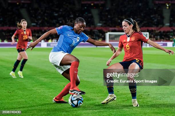 Kadidiatou Diani of France plays against Aitana Bonmati of Spain during UEFA Women's Nations League 2024 Final match between Spain and France at...