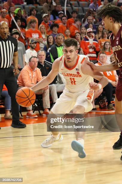 Clemson Tigers guard Joseph Girard III during a college basketball game between the Florida State Seminoles and the Clemson Tigers on February 24,...