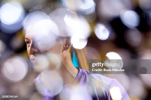 Sebastián Báez of Argentina celebrates after winning the final match against of Argentina of ATP 500 Rio Open presented by Claro at Jockey Club...