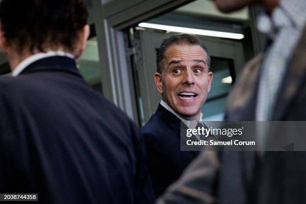 Hunter Biden, son of U.S. President Joe Biden, leaves with his attorney Abbe Lowell following a closed-door deposition before the House Committee on...