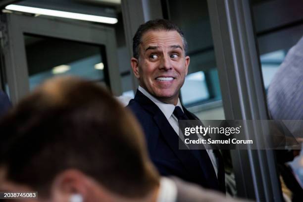 Hunter Biden, son of U.S. President Joe Biden, leaves with his attorney Abbe Lowell following a closed-door deposition before the House Committee on...