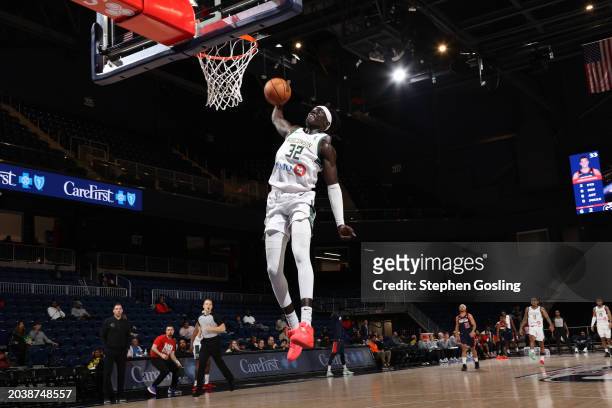 Wenyan Gabriel of the Wisconsin Herd dunks the ball during the game against the Capital City Go-Go on February 28, 2024 at Entertainment & Sports...