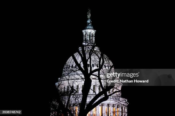 Capitol is seen on February 28, 2024 in Washington, DC. Lawmakers continue work on the approaching government shutdown.