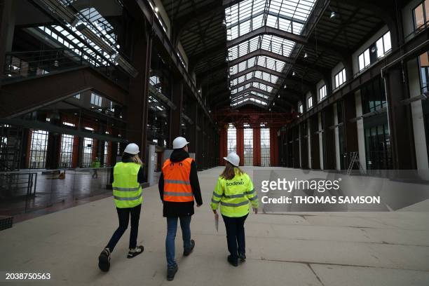 This photograph taken on February 23 shows an inside view of a former power plant, now a cinematographic pole called "Cite du Cinema" planned to be...