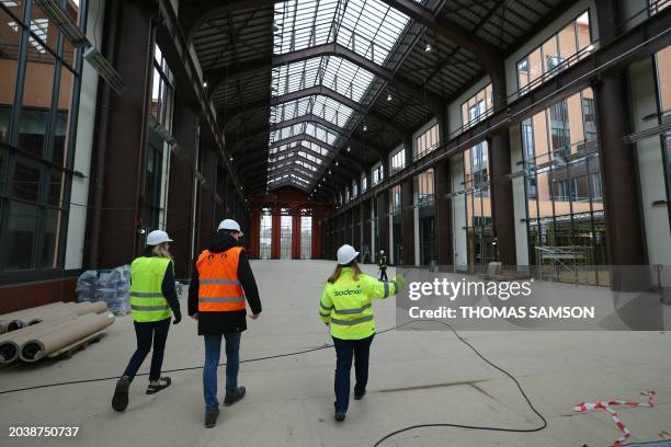 This photograph taken on February 23 shows an inside view of a former power plant, now a cinematographic pole called "Cite du Cinema" planned to be...