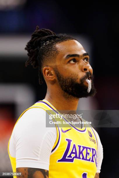 Los Angeles Lakers guard D'Angelo Russell during an NBA basketball game against the LA Clippers on February 28, 2024 at Crypto.com Arena in Los...
