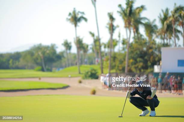 Ben Silverman of the United States lup18 during the final round of the Mexico Open at Vidanta at Vidanta Vallarta on February 25, 2024 in Puerto...