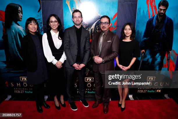 Eriko Miyagawa, Rachel Kondo, Justin Marks, Hiroyuki Sanada and Anna Sawai attend "Shogun" preview screening at Japan Society on February 25, 2024 in...