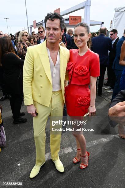 Andrew Scott and Natalie Portman attend the 2024 Film Independent Spirit Awards celebrated by Bulleit Frontier Whiskey on February 25, 2024 in Santa...