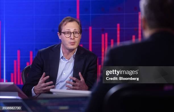 Antoine Forterre, chief financial officer of Man Group Plc, during a Bloomberg Television interview in London, UK, on Thursday, Feb. 29, 2024. Man...