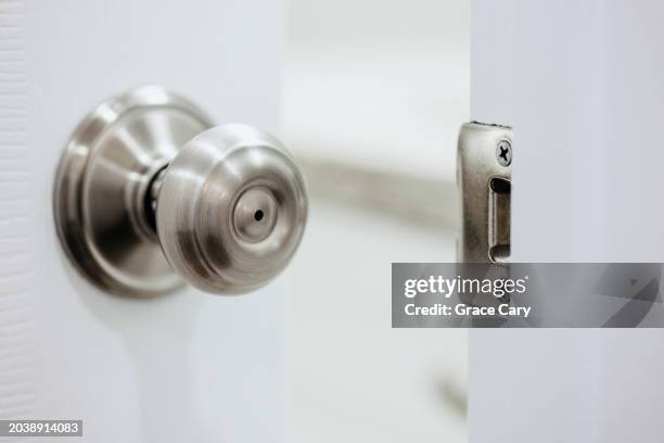 open bathroom door at home - doorknob stock pictures, royalty-free photos & images