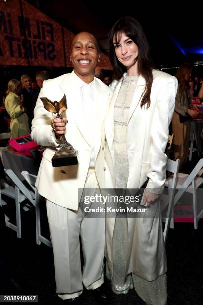 Lena Waithe, winner of the Best First Feature award for "A Thousand and One," and Anne Hathaway attend the 2024 Film Independent Spirit Awards on...