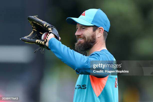 Michael Neser of Australia looks on during a training session ahead of the First Test in the series between New Zealand and Australia at Basin...