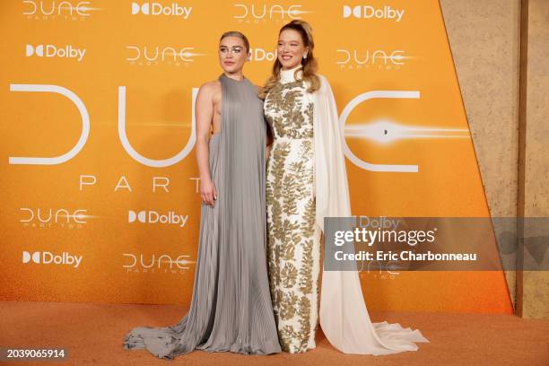 Florence Pugh and Léa Seydoux seen at the New York Premiere of Warner Bros. "Dune: Part Two" at Josie Robertson Plaza at Lincoln Center on February...