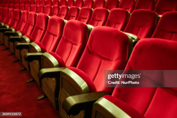 Screening room inside Kino Kijow Centrum cinema in Krakow, Poland on February 26, 2024.