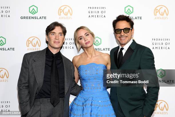 Cillian Murphy, Emily Blunt and Robert Downey Jr. Attend the 35th Annual Producers Guild Awards at The Ray Dolby Ballroom on February 25, 2024 in...